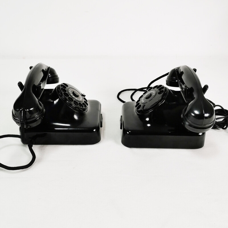 Pair of vintage bakelite telephones by Siemens, Germany 1950