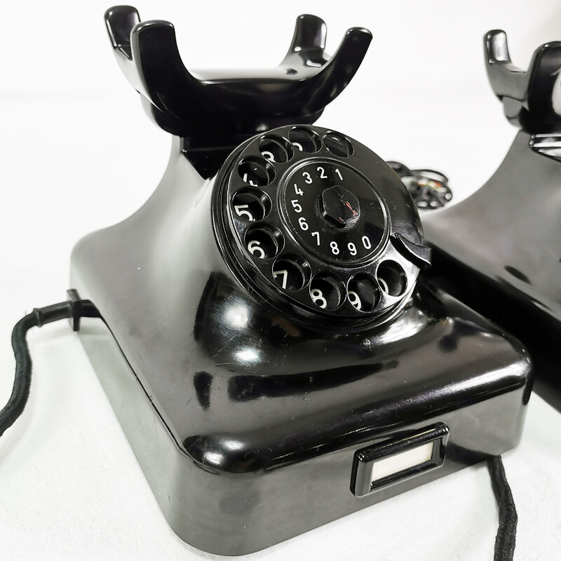 Pair of vintage bakelite telephones by Siemens, Germany 1950