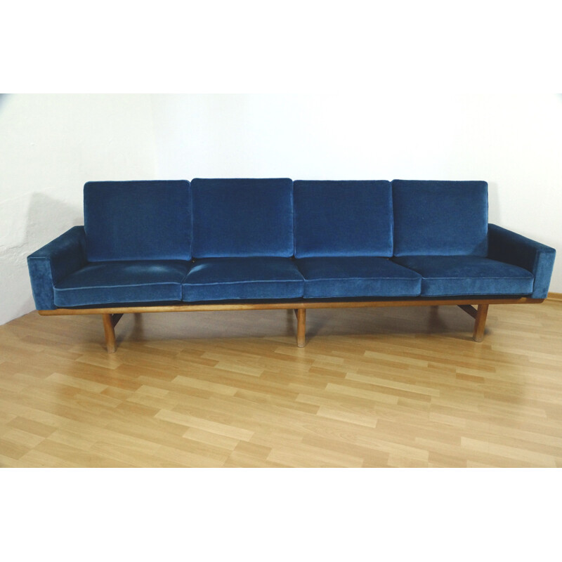 GETAMA 4-seater Blue Sofa, Hans J. Wegner GE 236-4 - 1950s