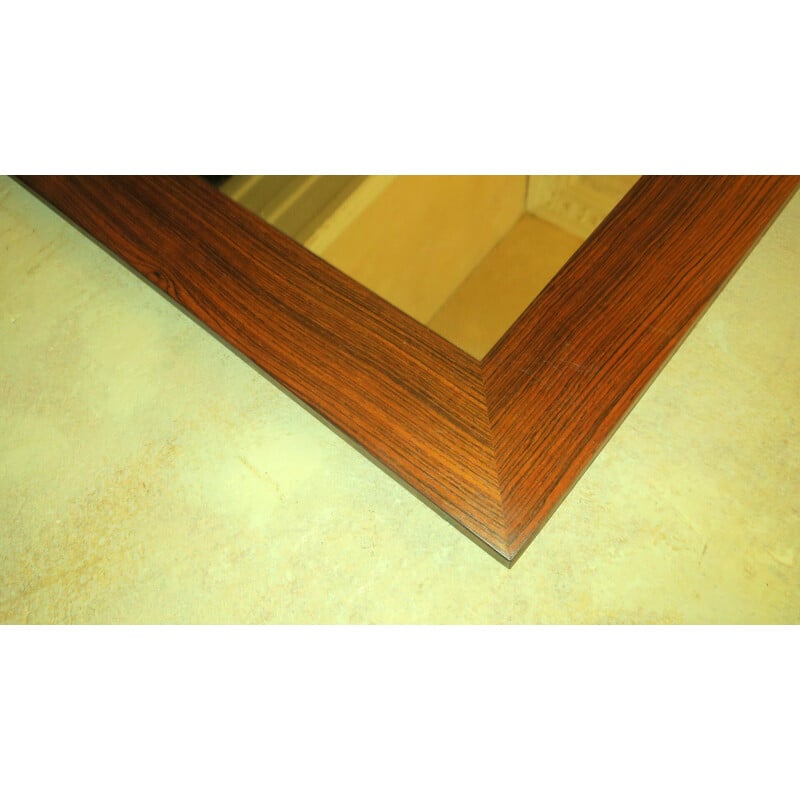 Danish vintage rosewood wall mirror with two amber lights, 1960s