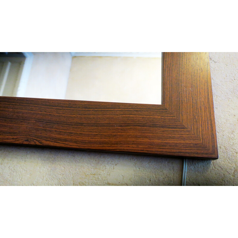 Danish vintage rosewood wall mirror with two amber lights, 1960s