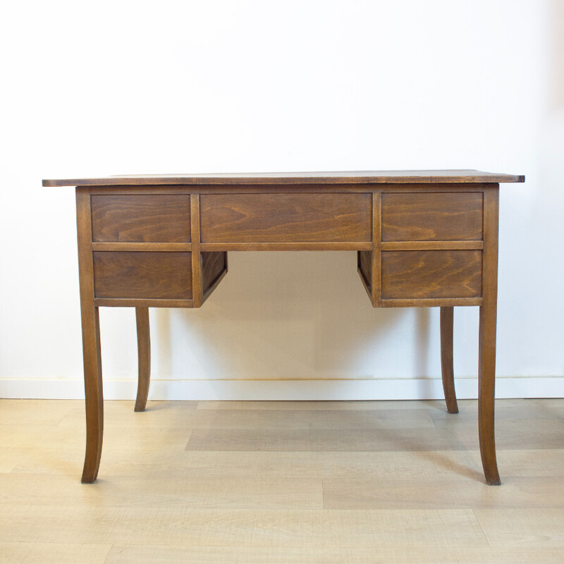 Vintage walnut Art Nouveau desk, Spain 1920s