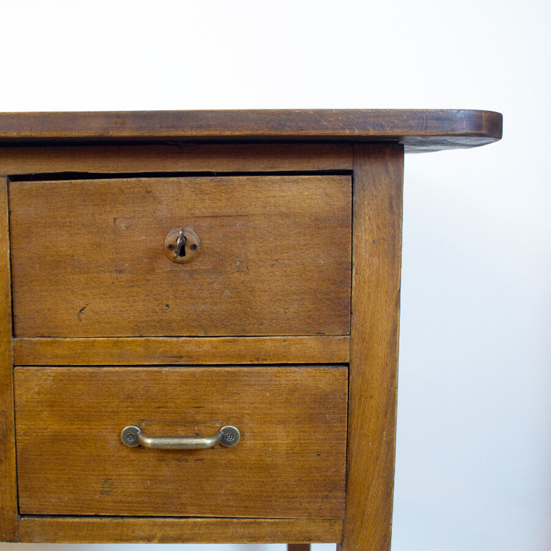 Vintage walnut Art Nouveau desk, Spain 1920s