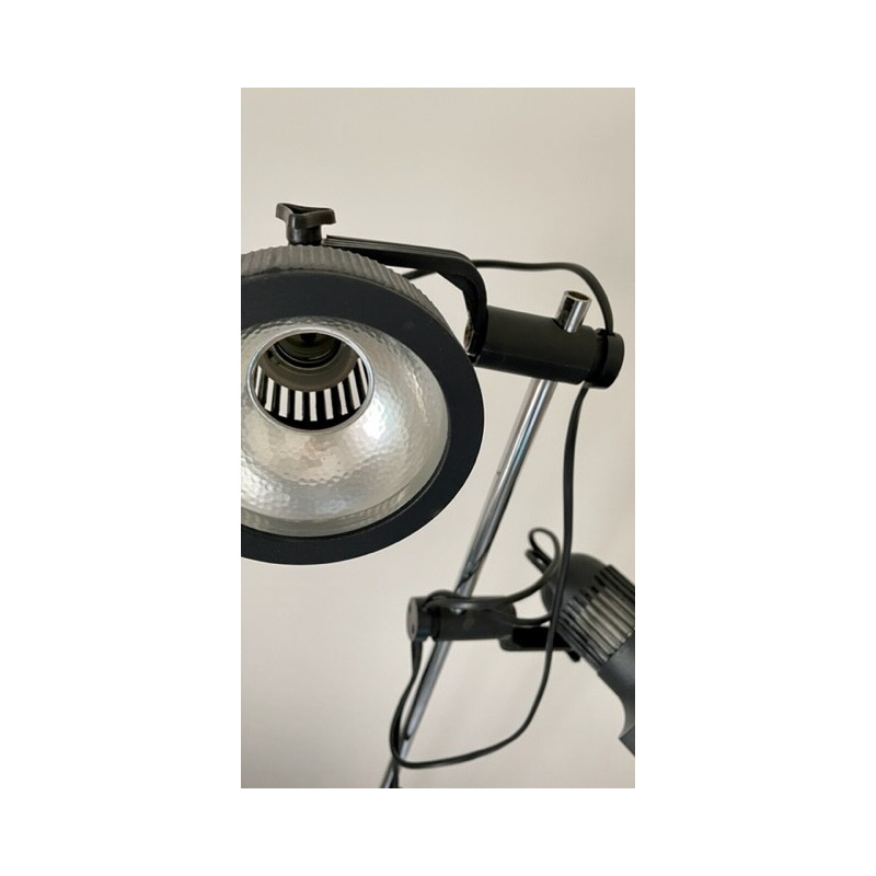 Zwarte vintage vloerlamp met 2 verstelbare spots, 1970