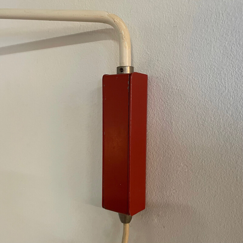 Vintage red Elbow wall lamp by J. Hoogervorst for Anvia, 1950s