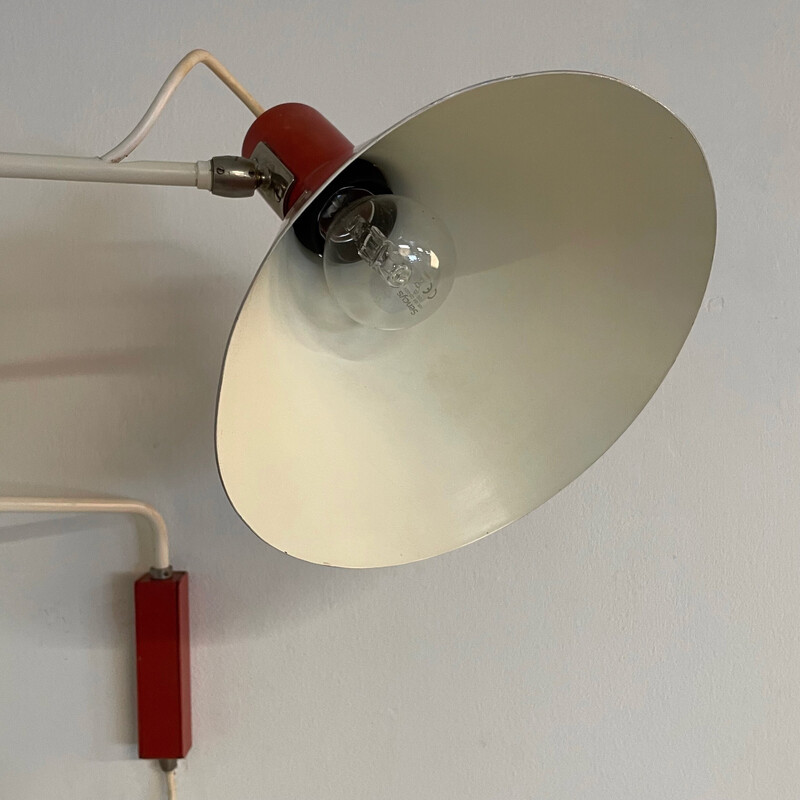 Vintage red Elbow wall lamp by J. Hoogervorst for Anvia, 1950s