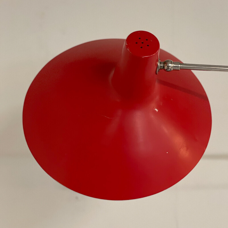 Vintage red wall lamp with swivel arm by Artimeta, 1950s