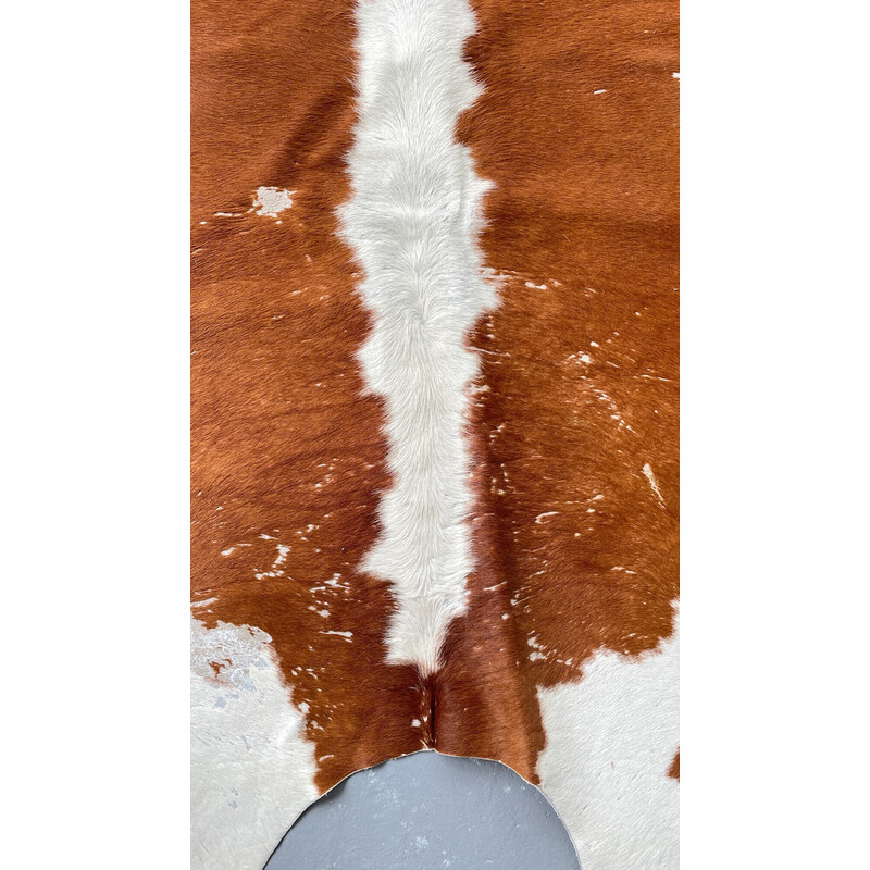 Vintage caramel cowhide leather rug