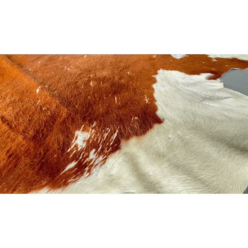 Vintage caramel cowhide leather rug