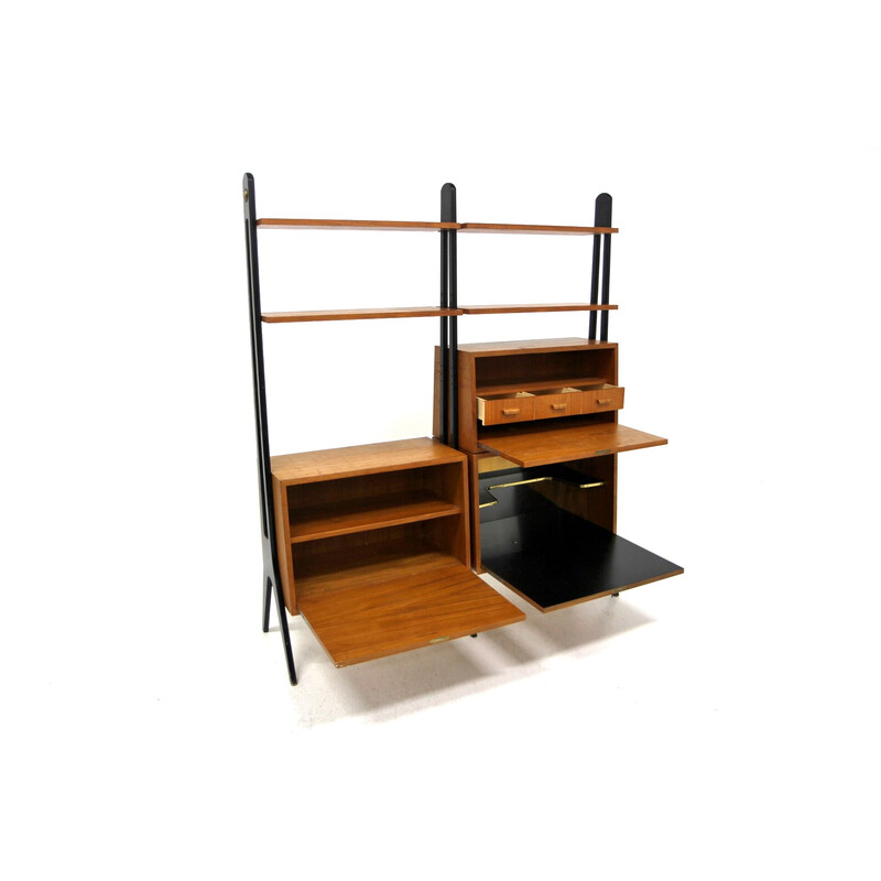 Scandinavian vintage "double" teak shelf, Sweden 1960