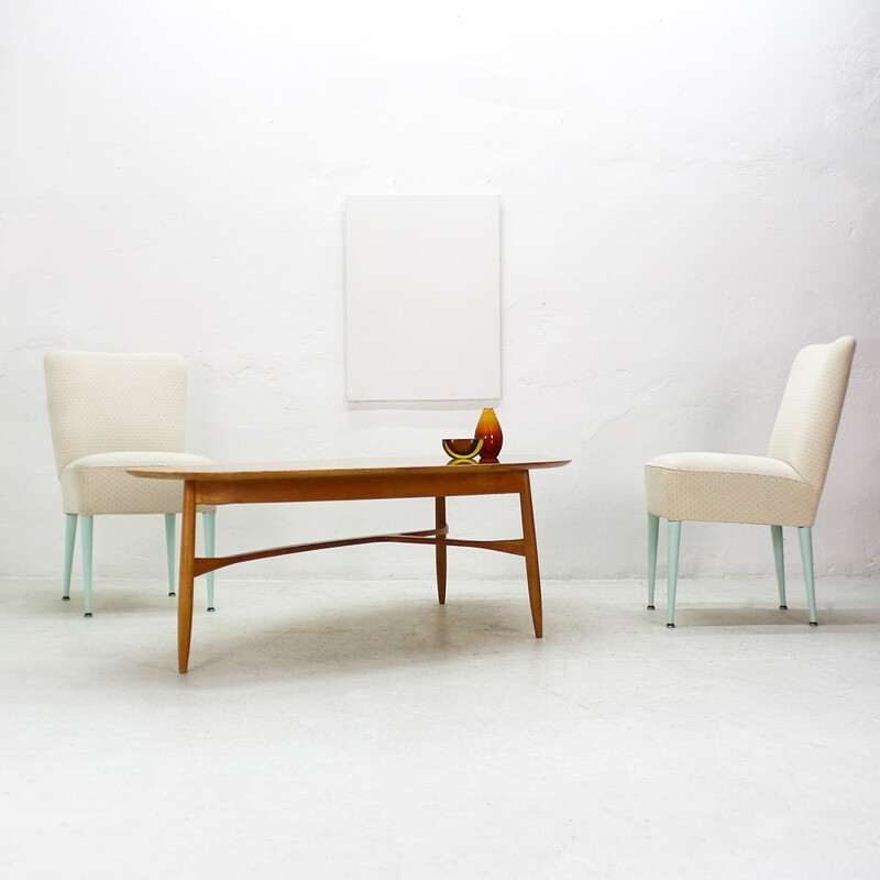 Pair of beige mid century cocktail chairs - 1950s