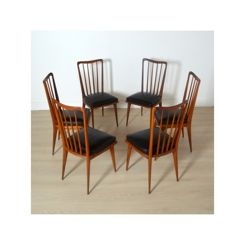 Suite of 6 chairs, Charles RAMOS - 1960s