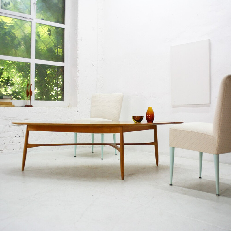 Pair of beige mid century cocktail chairs - 1950s