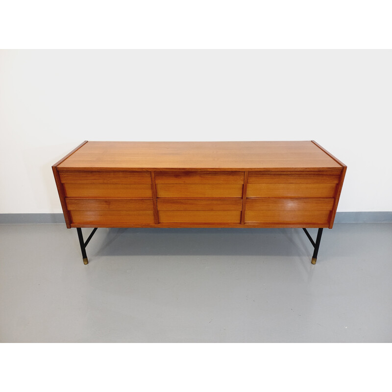 Vintage modernist teak and metal sideboard, 1960