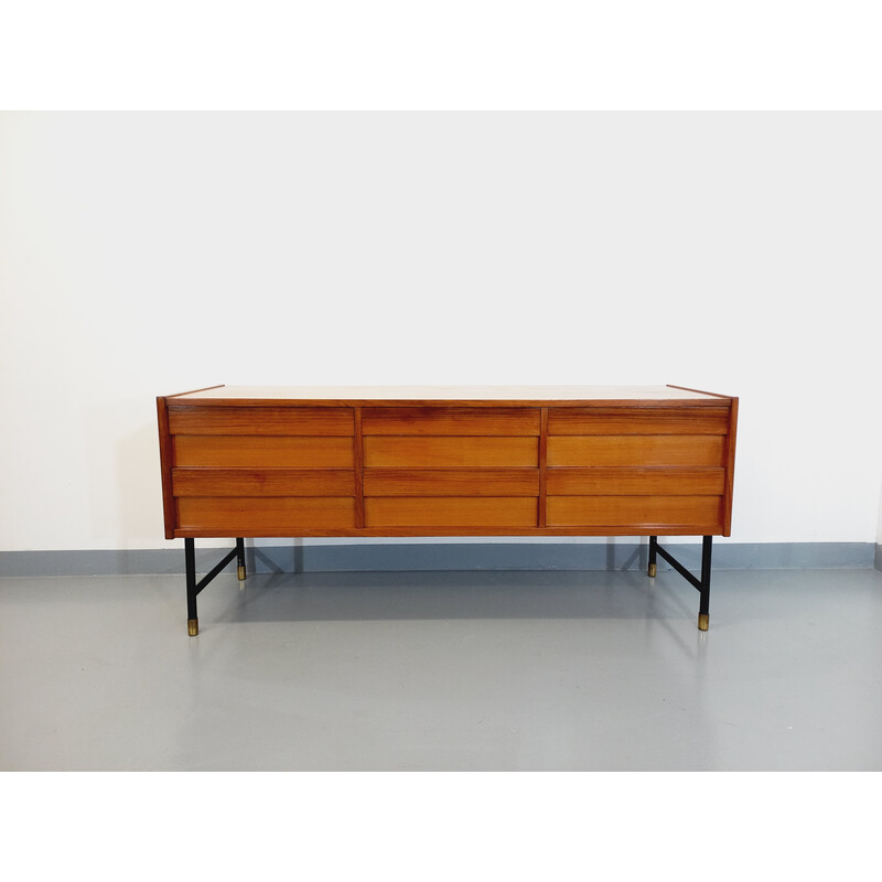 Modernistische Vintage Enfilade aus Teakholz und Metall, 1960