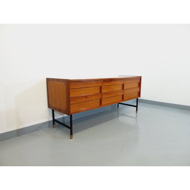 Vintage modernistisch dressoir van teakhout en metaal, 1960