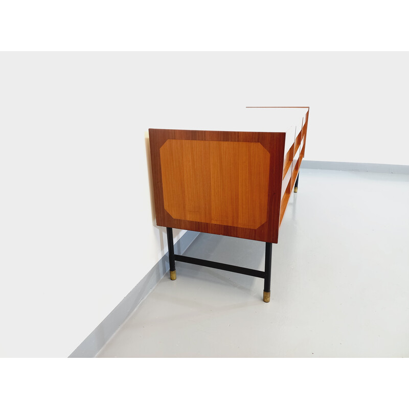 Credenza modernista vintage in teak e metallo, 1960