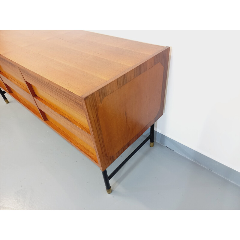 Vintage modernistisch dressoir van teakhout en metaal, 1960