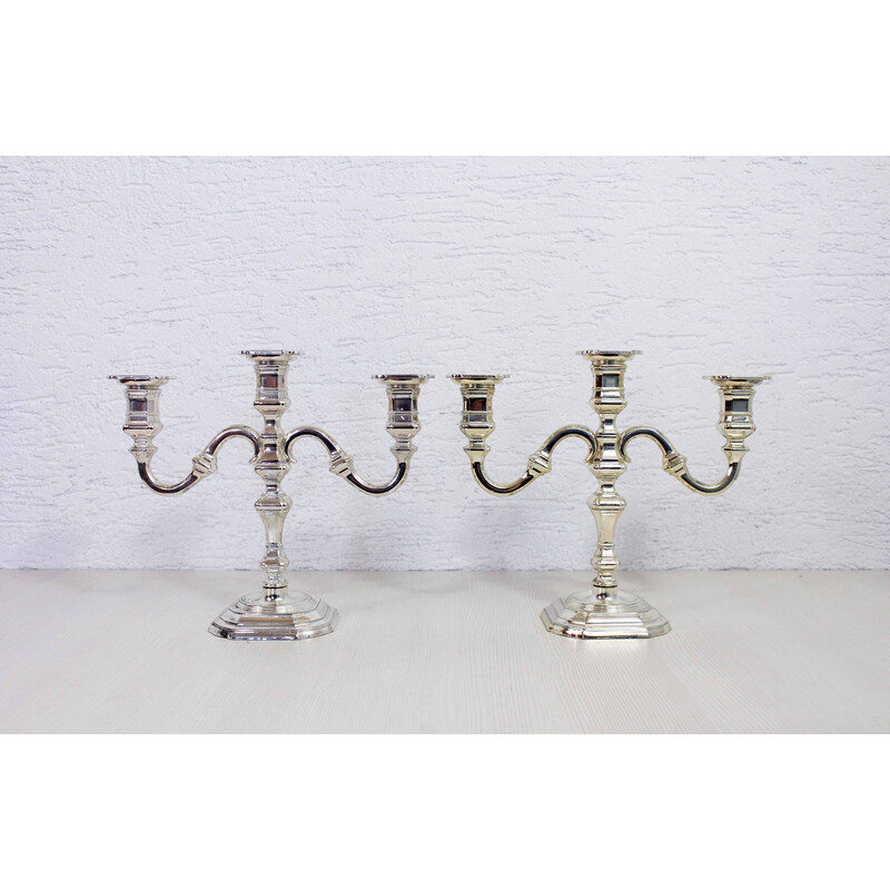 Pair of vintage silver plated candlesticks by Bmf, 1960