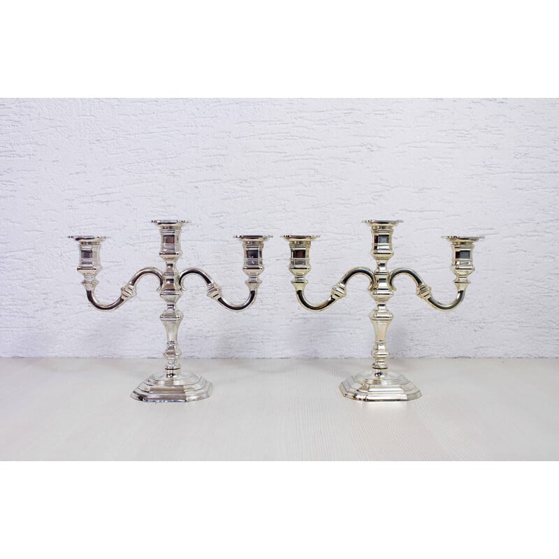 Pair of vintage silver plated candlesticks by Bmf, 1960