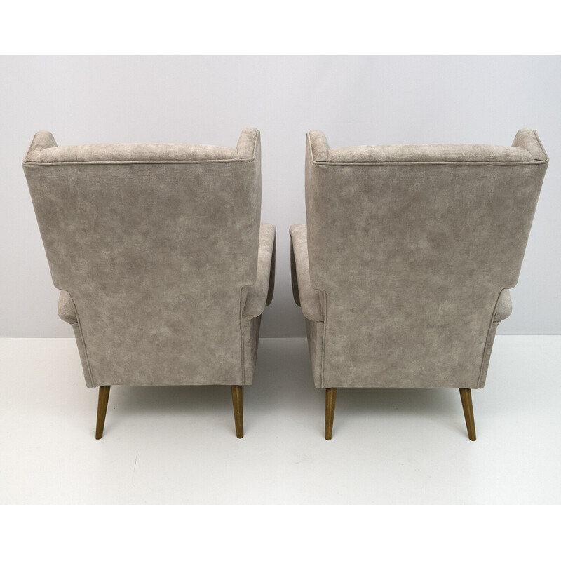 Pair of vintage armchairs "Alata" Mod. 820 in velvet by Gio Ponti, Italy 1950