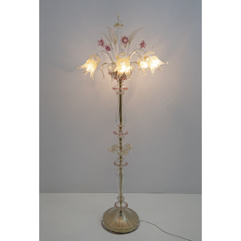 Vintage Ca'Rezzonico blown Murano glass 6 arms floor lamp, Italy 1950s
