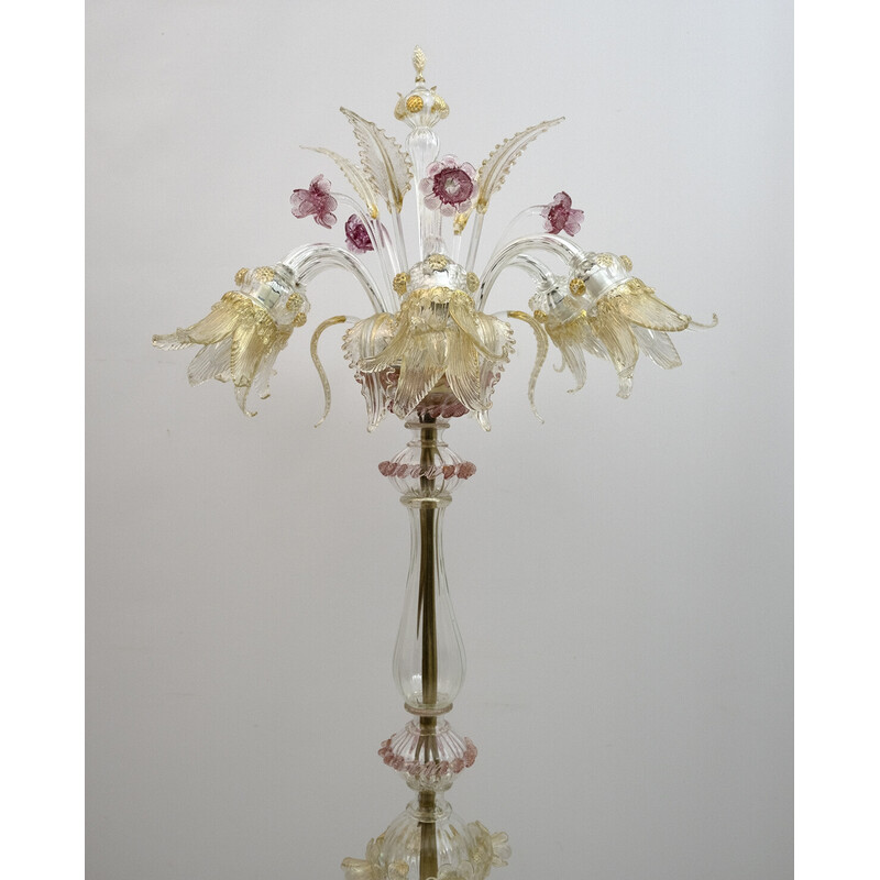 Vintage Ca'Rezzonico blown Murano glass 6 arms floor lamp, Italy 1950s