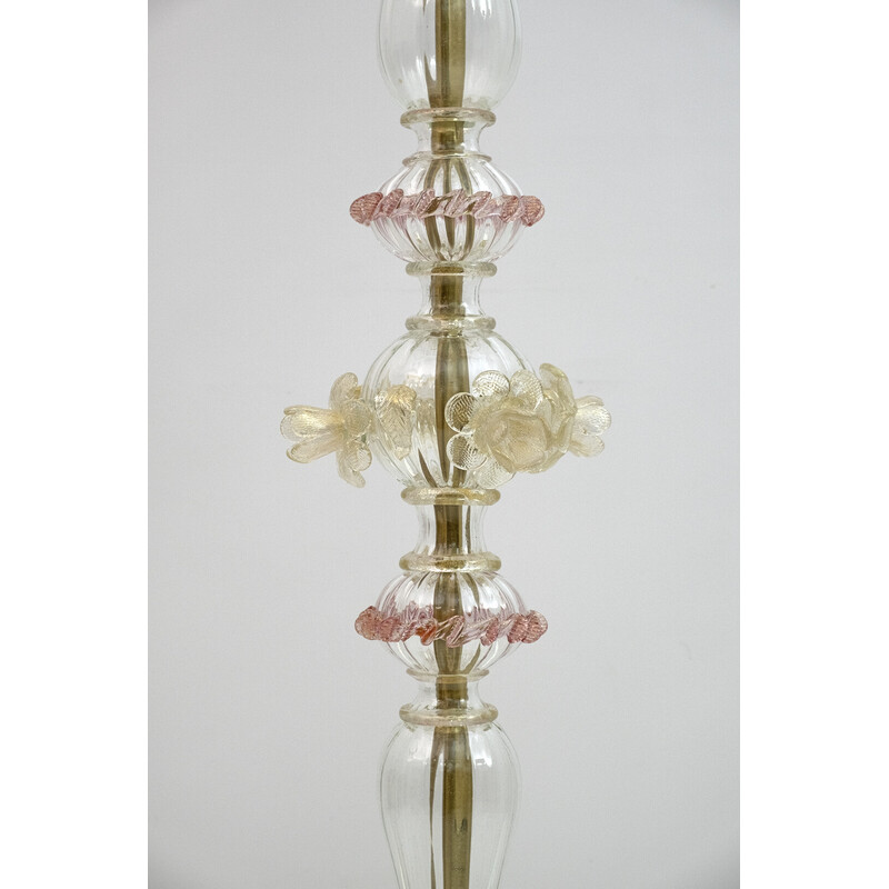 Vintage Ca'Rezzonico blown Murano glass 6 arms floor lamp, Italy 1950s