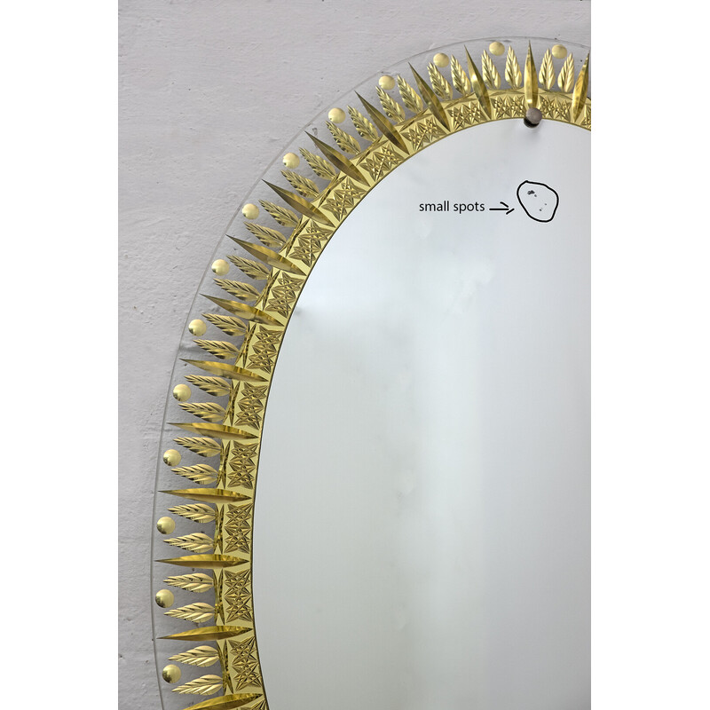 Specchio dorato e molato italiano della metà del secolo scorso, 1960