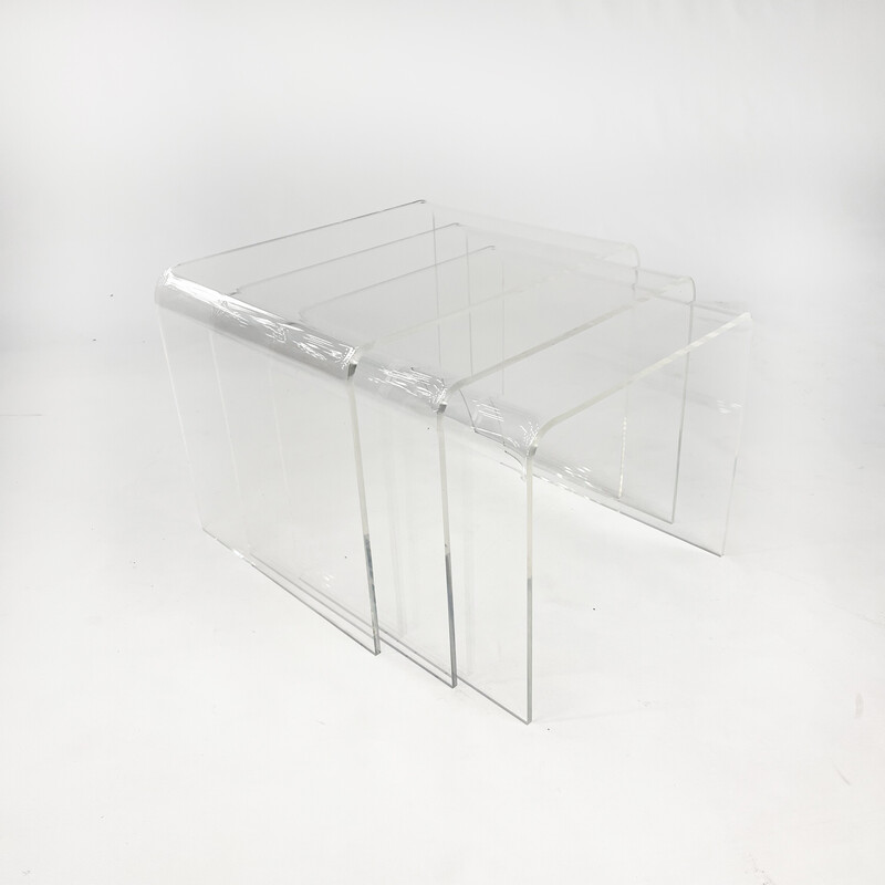 Vintage nesting tables in glass and acrylic, 1970