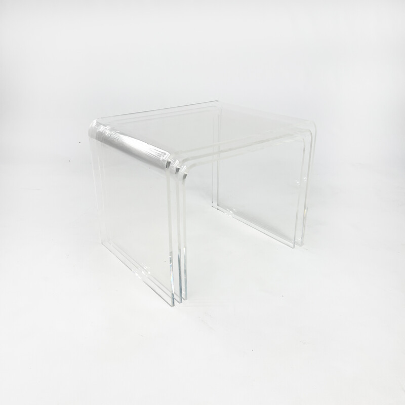 Vintage nesting tables in glass and acrylic, 1970