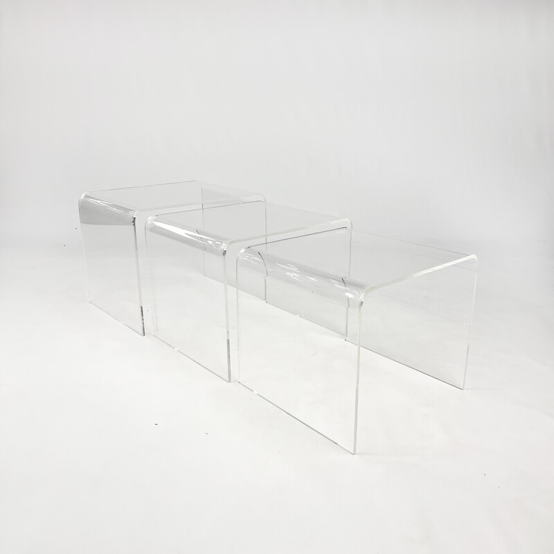 Tables gigognes vintage en verre et acrylique, 1970