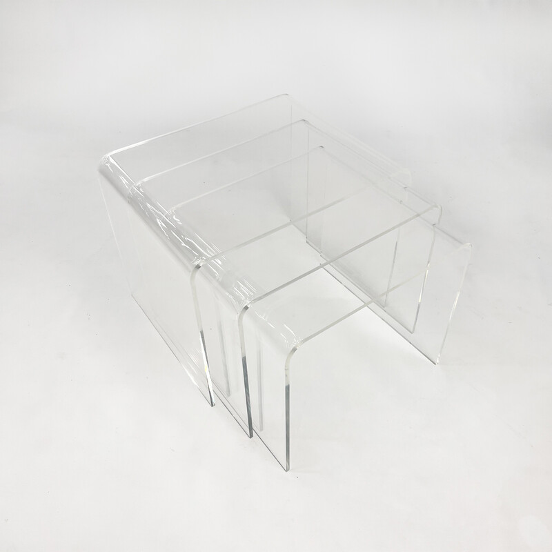 Vintage nesting tables in glass and acrylic, 1970