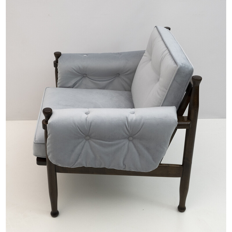 Vintage-Sessel aus Buchenholz und Samt, Schweden 1960