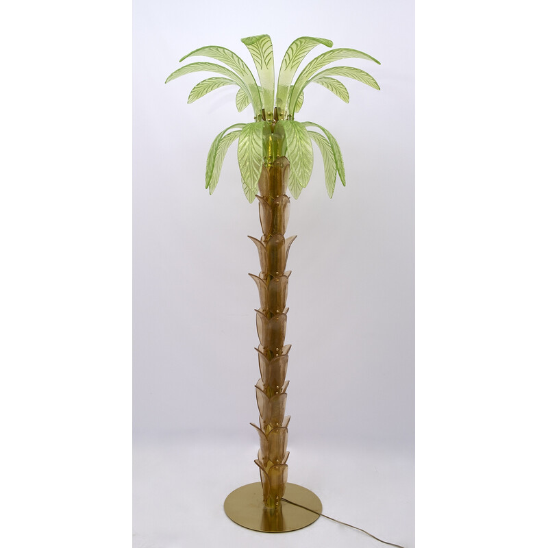 Vintage palm tree floor lamps in Murano glass and brass, 1970