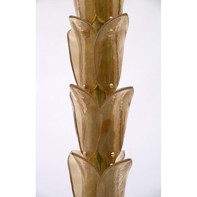 Lámparas de pie vintage de palmera en cristal de Murano y latón, 1970
