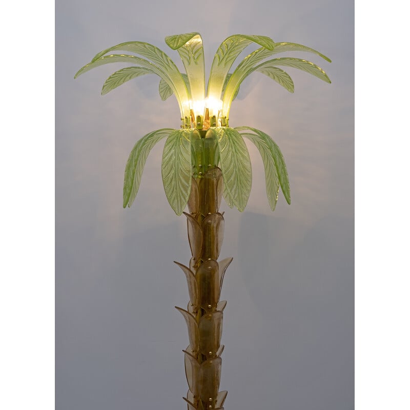 Vintage palm tree floor lamps in Murano glass and brass, 1970