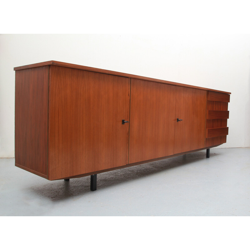 Vintage sideboard in walnut and metal legs, 1960