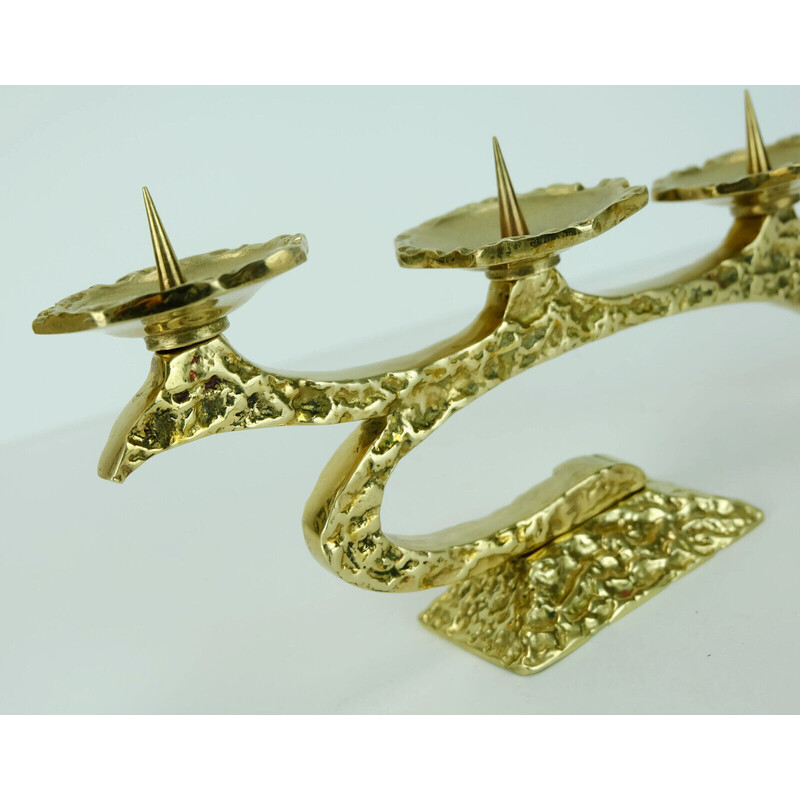 Vintage Brutalist brass candlestick, 1960-1970