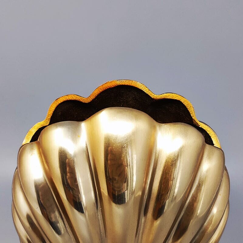 Vaso Shell in metallo vintage di Macr, Italia 1960