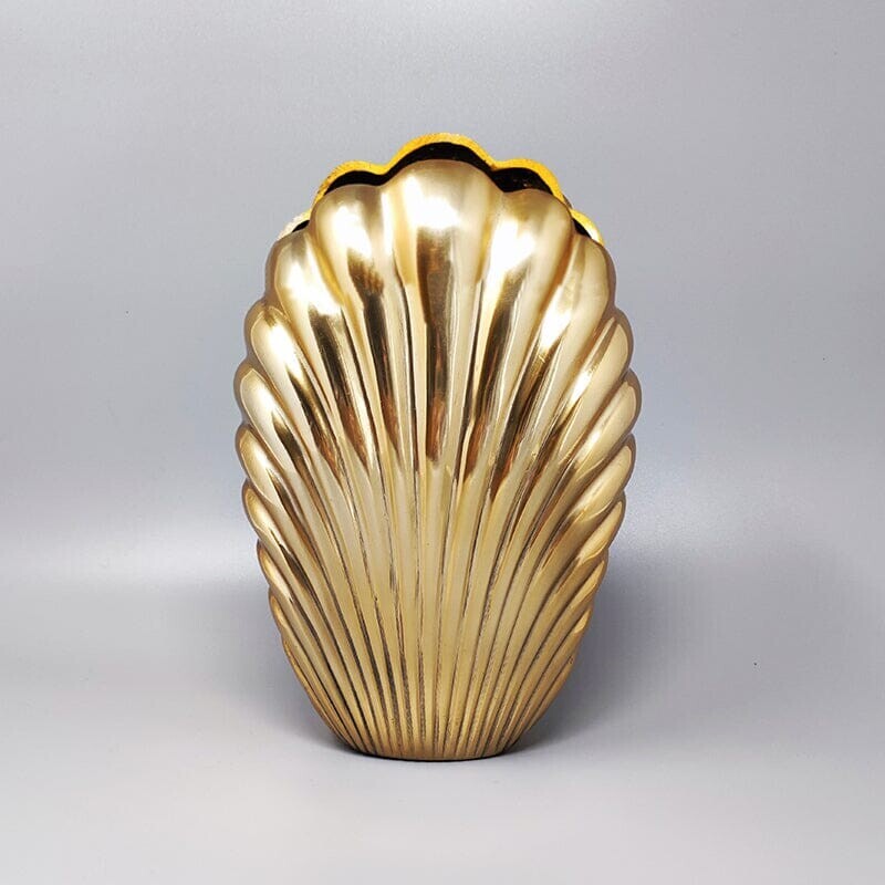Vintage metal Shell vase by Macr, Italy 1960