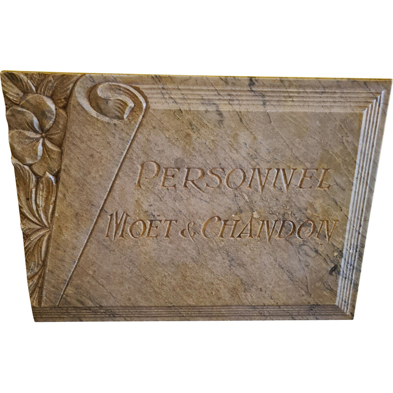 Vintage Art Deco marble plaque by Moët et Chandon, 1920-1930