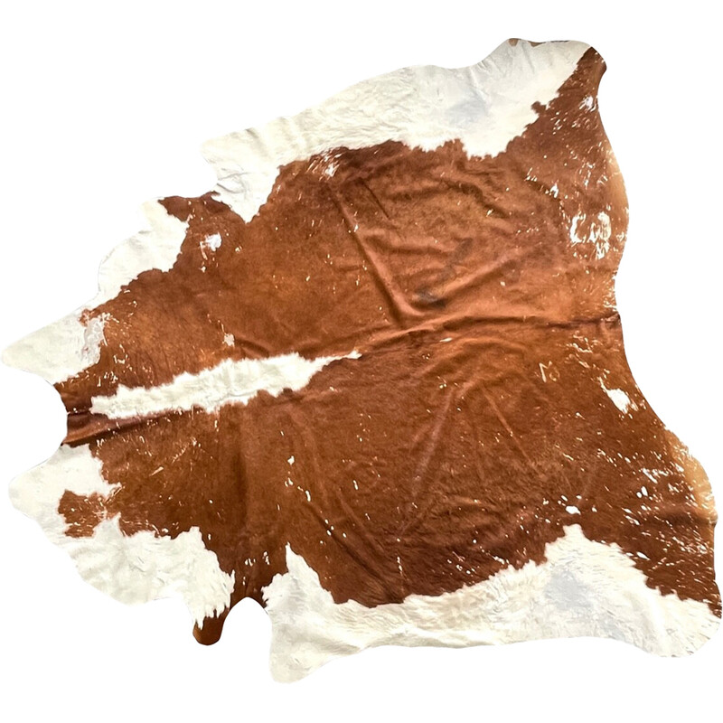 Vintage caramel cowhide leather rug