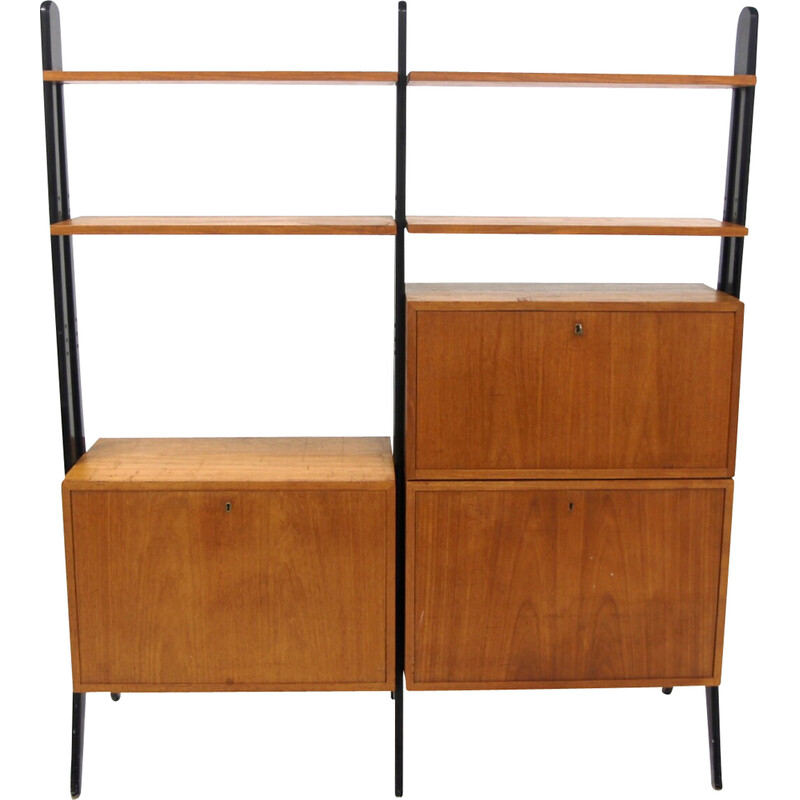 Etagère scandinave vintage "double" en teck, Suède 1960