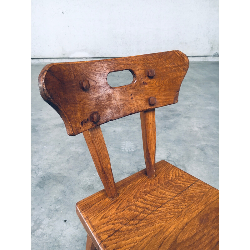 Juego de 6 sillas de comedor vintage de roble rústico, Francia 1940