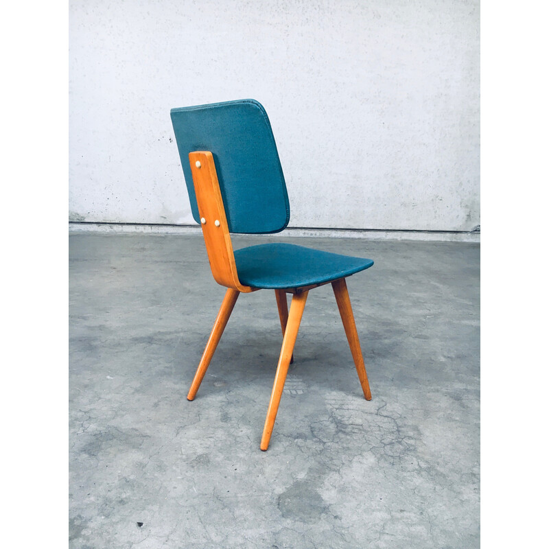Pareja de sillas auxiliares vintage de madera y plástico de Cor Alons, Países Bajos 1950