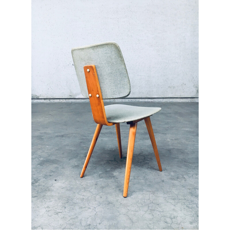 Par de cadeiras laterais vintage em madeira e plástico da Cor Alons, Holanda 1950