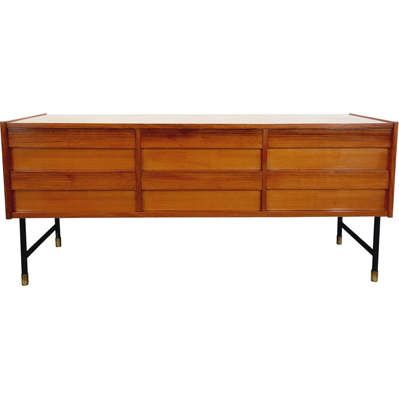 Vintage modernist teak and metal sideboard, 1960