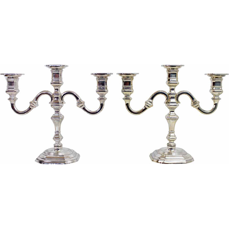 Pair of vintage silver plated candlesticks by Bmf, 1960