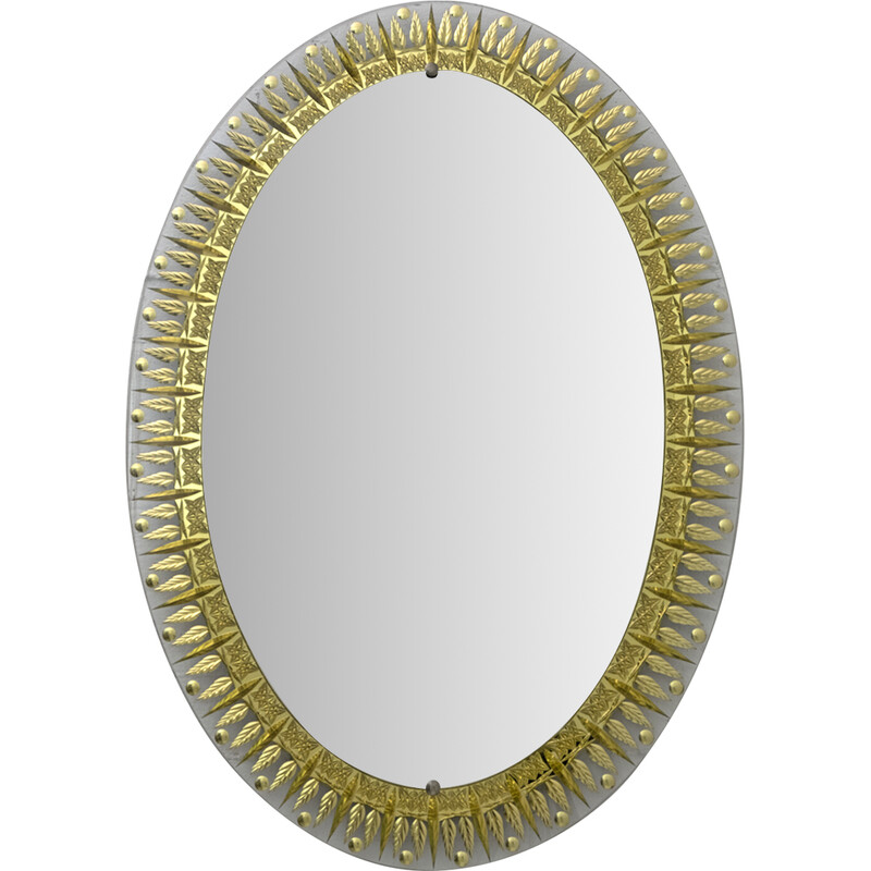 Miroir doré et moulu italien vintage, 1960